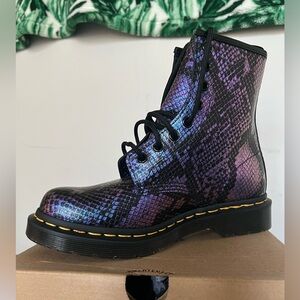 Dr. Martens 1460 size 7 black/purple/blue print Boots